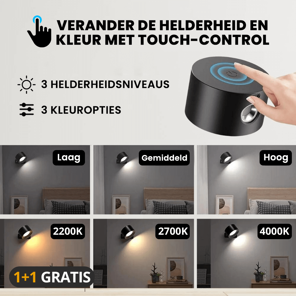 Wandlamp spotjes 1+1 Gratis